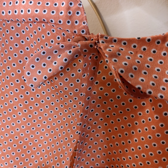 PeterPan Collar Orange w/white dots Bow Blouse - Picture 4 of 5